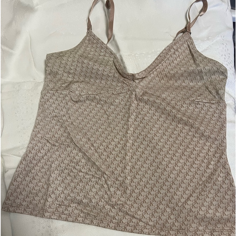 Calvin Klein vintage nude stretch camisole with logo size lg